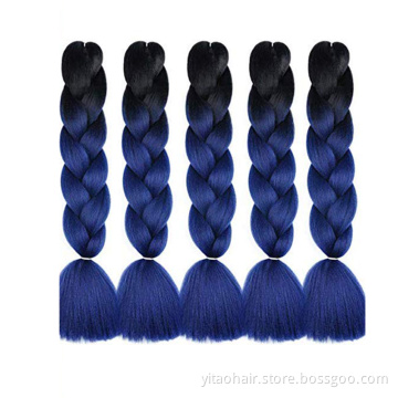 Lowest wholesale price Ombre Braiding Hair Extensions For Braiding Hair blue 24inch Jumbo Colorful Braiding Hair Pre stretched